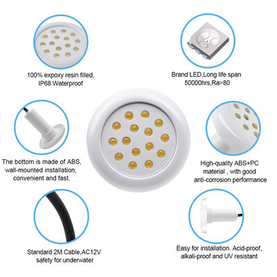 Ánh sáng hồ bơi nhựa AC12V 6W nhựa chứa 100% IP68 Cho sử dụng dưới nước