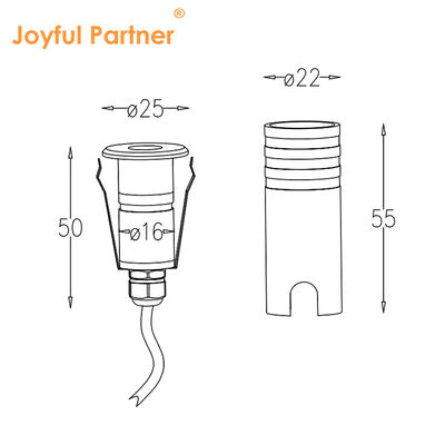 Đèn đèn LED 316 Stainless Steel Cover Đèn nhôm thân kính nóng IP67 1W Đen ấm 3000K