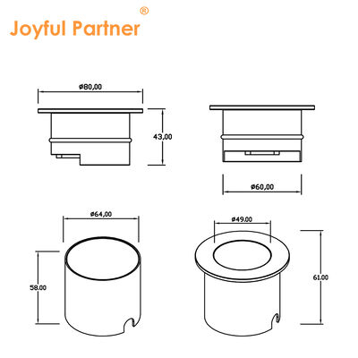 Đèn âm sàn phân cực 4W DC12V 24V Góc chiếu 30*40Độ IK 08 Vỏ nhôm nguyên chất 6063