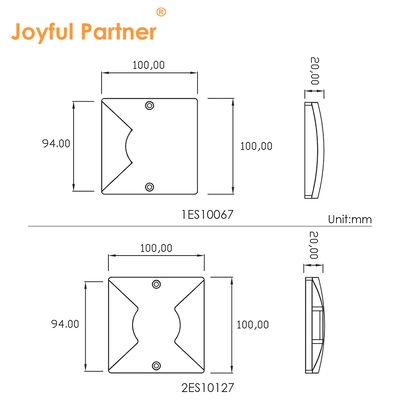 Đèn đường phát sáng hai mặt mỏng, nhìn một hoặc hai mặt, IP67, lắp nổi, SMD2835 LED, 100*100MM, Nhôm nguyên chất 6063