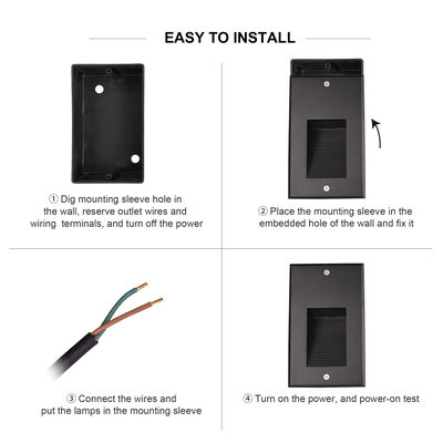 Đèn tường LED âm trần ngoài trời 2W IP65 có ống lắp sẵn Ra85 Thấu kính quang học AC100-240V