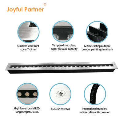 Đèn LED âm đất dạng tuyến tính 12W 24W 48W DC24V 1000MM 1Mét Thép không gỉ 316 IP67 Loại âm sàn
