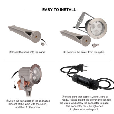 Đèn chiếu điểm LED chống nước cho sân vườn có đế cắm bằng nhựa, bóng đèn LED GU10 MR16